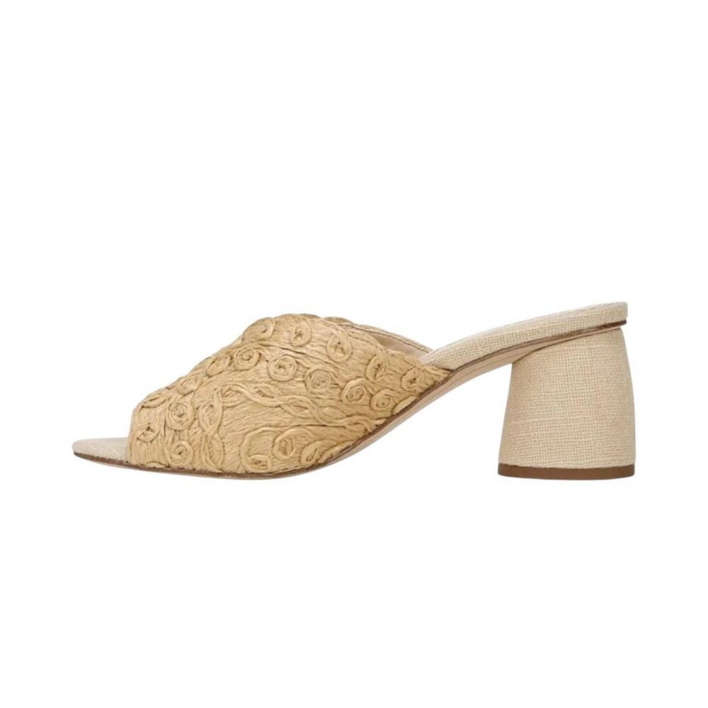 Sam Edelman Sareen Natural Woven Raffia Open-Toe Block Heeled Mule Sandals 7.5 - Picture 3 of 12